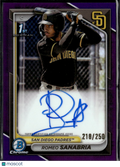Romeo Sanabria 2024 Bowman Chrome 1st Auto Autograph 210/250 San Diego Padres