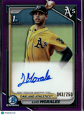 Luis Morales 2024 Bowman Chrome 1st Auto Autograph 43/250 Oakland Athletics