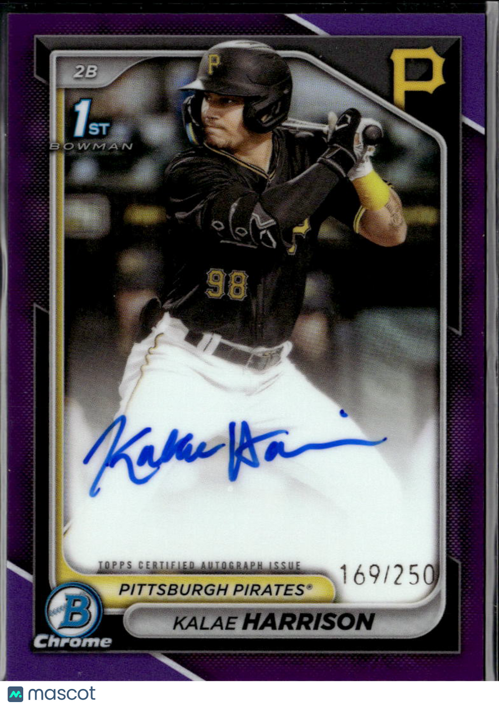 Kalae Harrison 2024 Bowman Chrome 1st Auto Autograph 169/250 Pittsburgh Pirates