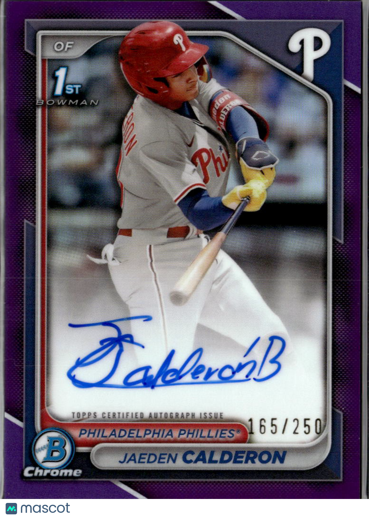 Jaeden Calderon 2024 Bowman Chrome 1st Auto Autograph /250 Philadelphia Phillies