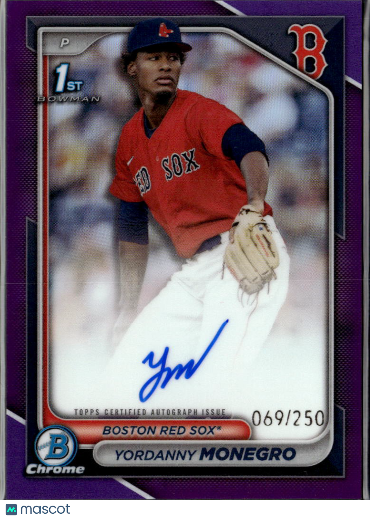 Yordanny Monegro 2024 Bowman Chrome 1st Auto Autograph 69/250 Boston Red Sox