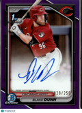 Blake Dunn 2024 Bowman Chrome 1st Auto Autograph 28/250 Cincinnati Reds