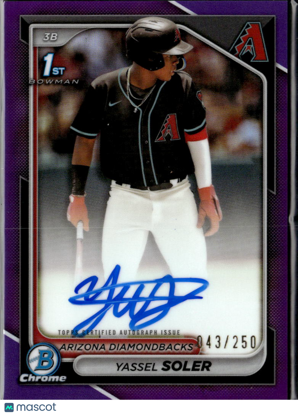 Yassel Soler 2024 Bowman Chrome 1st Auto Autograph 214/250 Arizona Diamondbacks