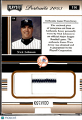 Nick Johnson 2003 Playoff Portraits Game Worn Patch 97/100 New York Yankees