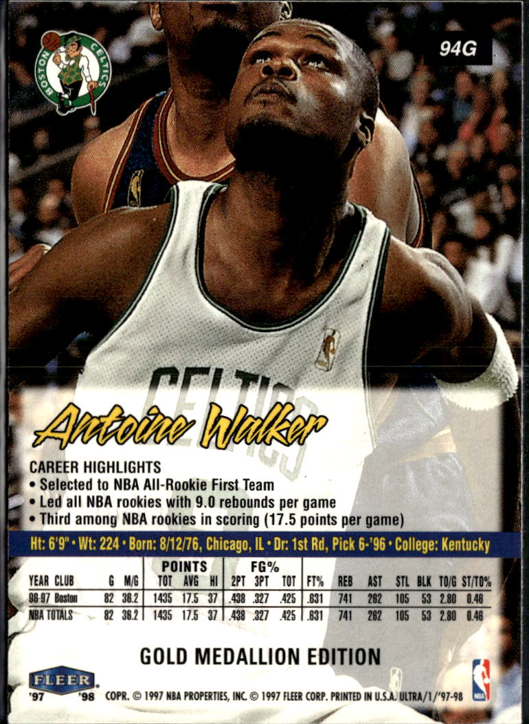 Antoine Walker 1997 Fleer Ultra Gold Medallion Boston Celtics