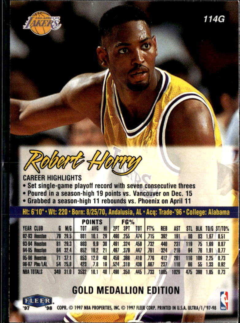 Robert Horry 1997 Fleer Ultra Gold Medallion Edition Los Angeles Lakers