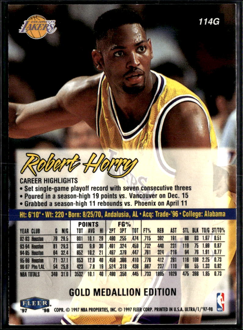 Robert Horry 1997 Fleer Ultra Gold Medallion Edition Los Angeles Lakers
