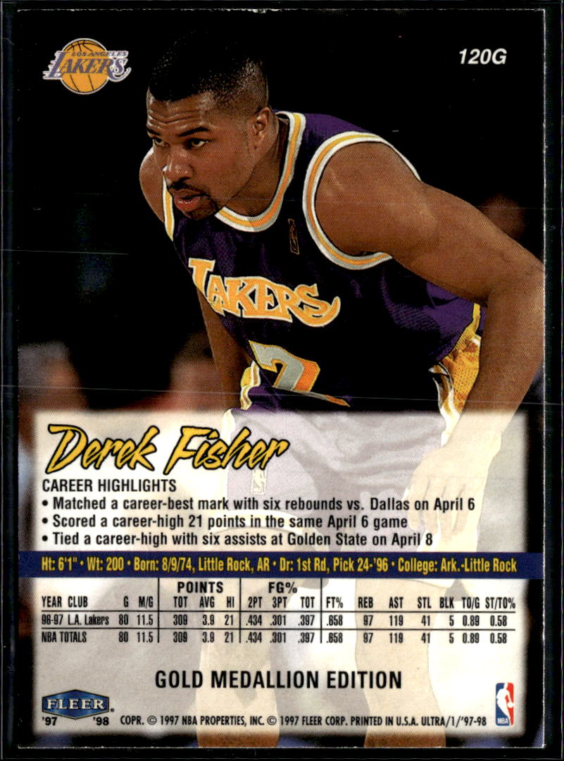 Derek Fisher 1997 Fleer Ultra Gold Medallion Edition Los Angeles Lakers