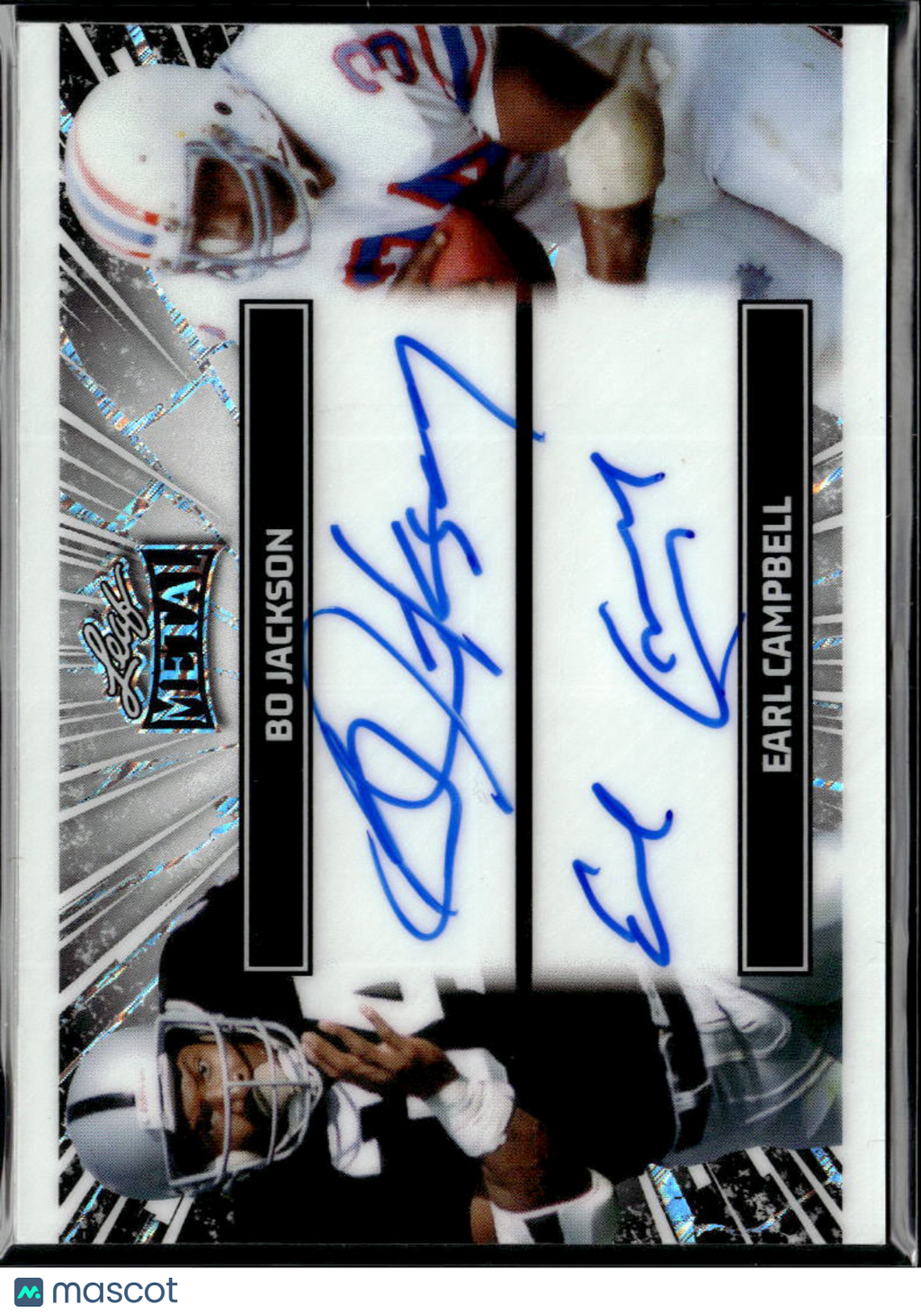 Earl Campbell Bo Jackson 2026 Leaf Metal Dual Auto Autograph Raiders Oilers 3/7