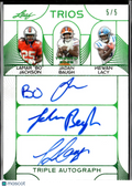 Lamar Jackson Jadan Baugh Kewan Lacy 2026 Leaf Trinity Triple Auto Autograph 5/5