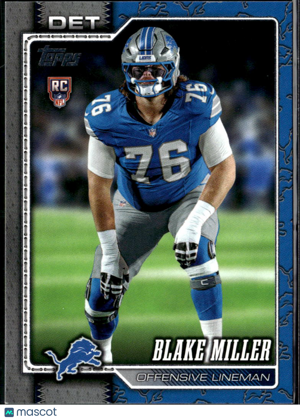 Blake Miller 2026 Topps Team Logo SSP SHORTPRINT Rookie RC Detroit Lions
