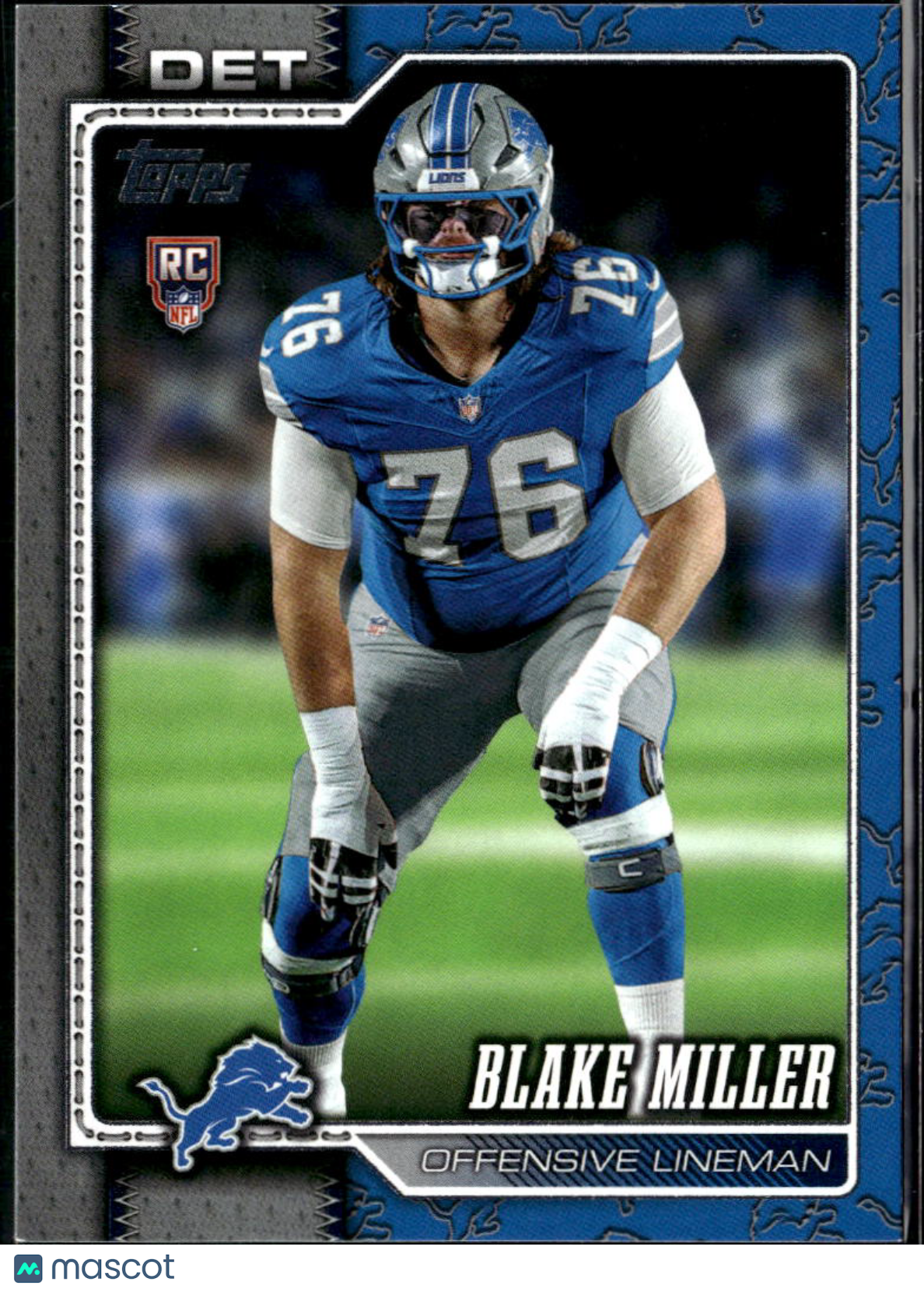 Blake Miller 2026 Topps Team Logo SSP SHORTPRINT Rookie RC Detroit Lions