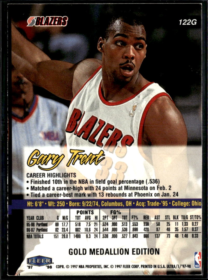 Gary Trent 1997 Fleer Ultra Gold Medallion Edition Portland Trail Blazers