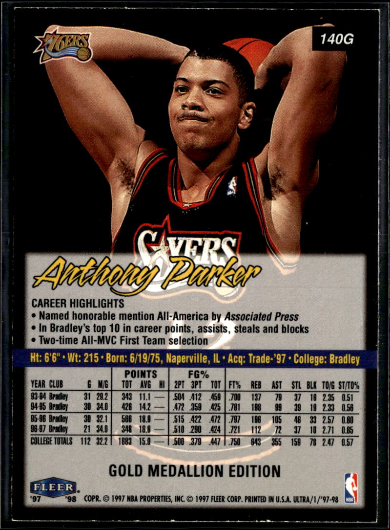 Anthony Parker 1997 Fleer Ultra Gold Medallion Philadelphia 76ers