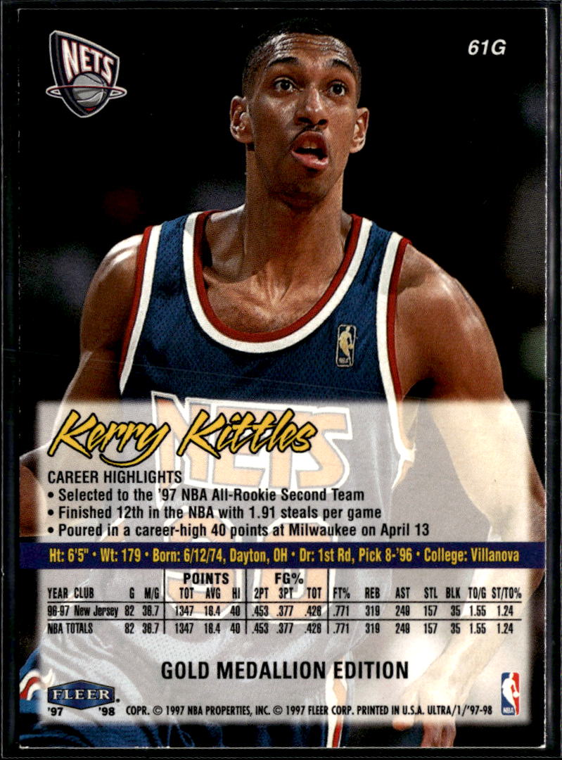 Kerry Kittles 1997 Fleer Ultra Gold Medallion Edition New Jersey Nets