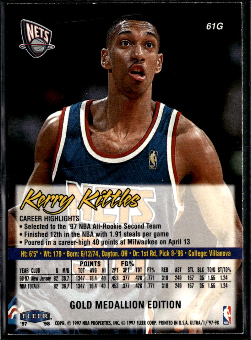Kerry Kittles 1997 Fleer Ultra Gold Medallion Edition New Jersey Nets