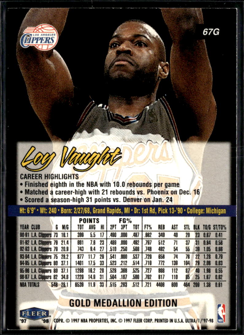 Loy Vaught 1997 Fleer Ultra Gold Medallion Edition Los Angeles Clippers