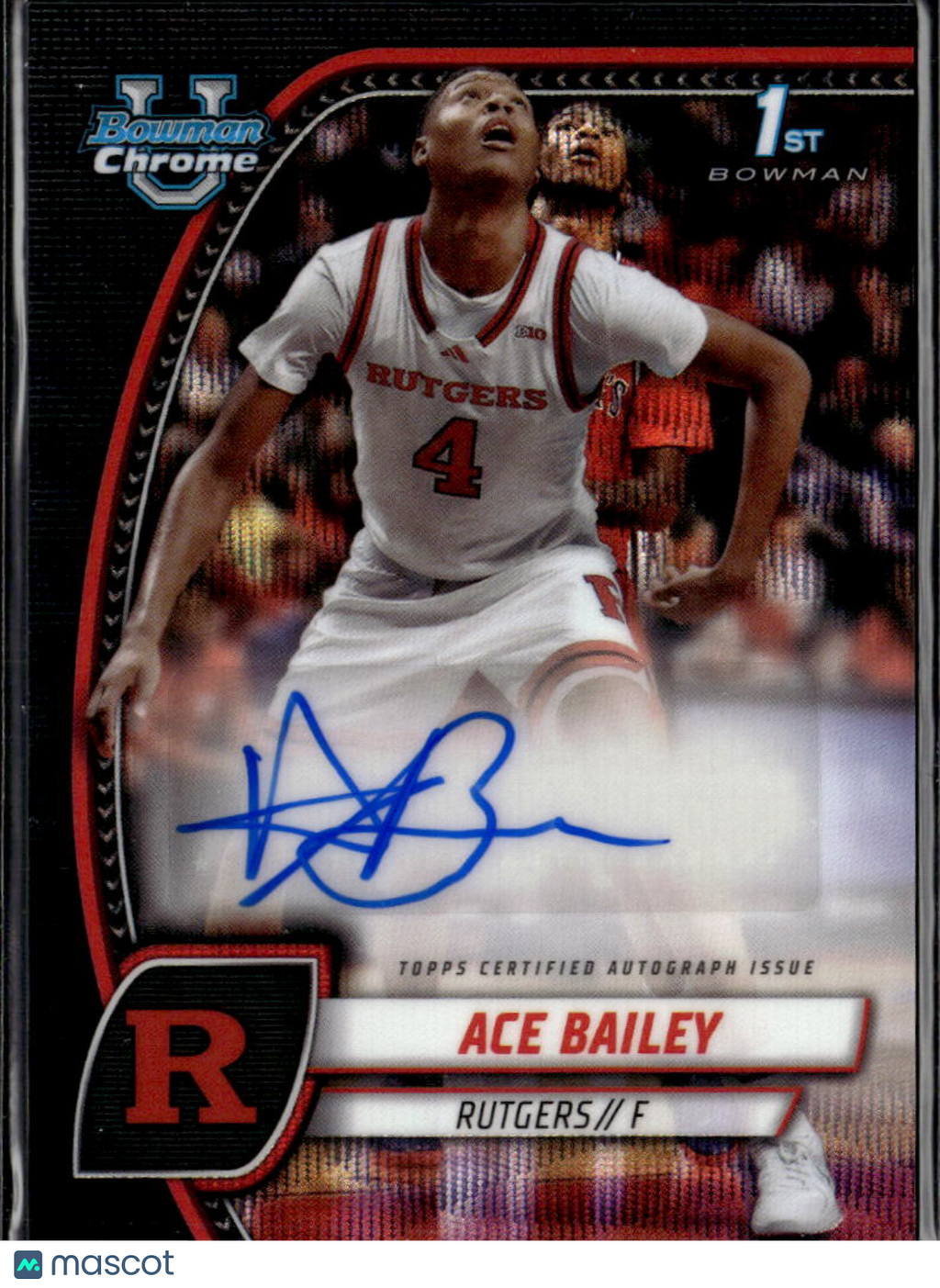 Ace Bailey 2024 Bowman Chrome 1st Auto Autograph Rutgers Scarlet Knights