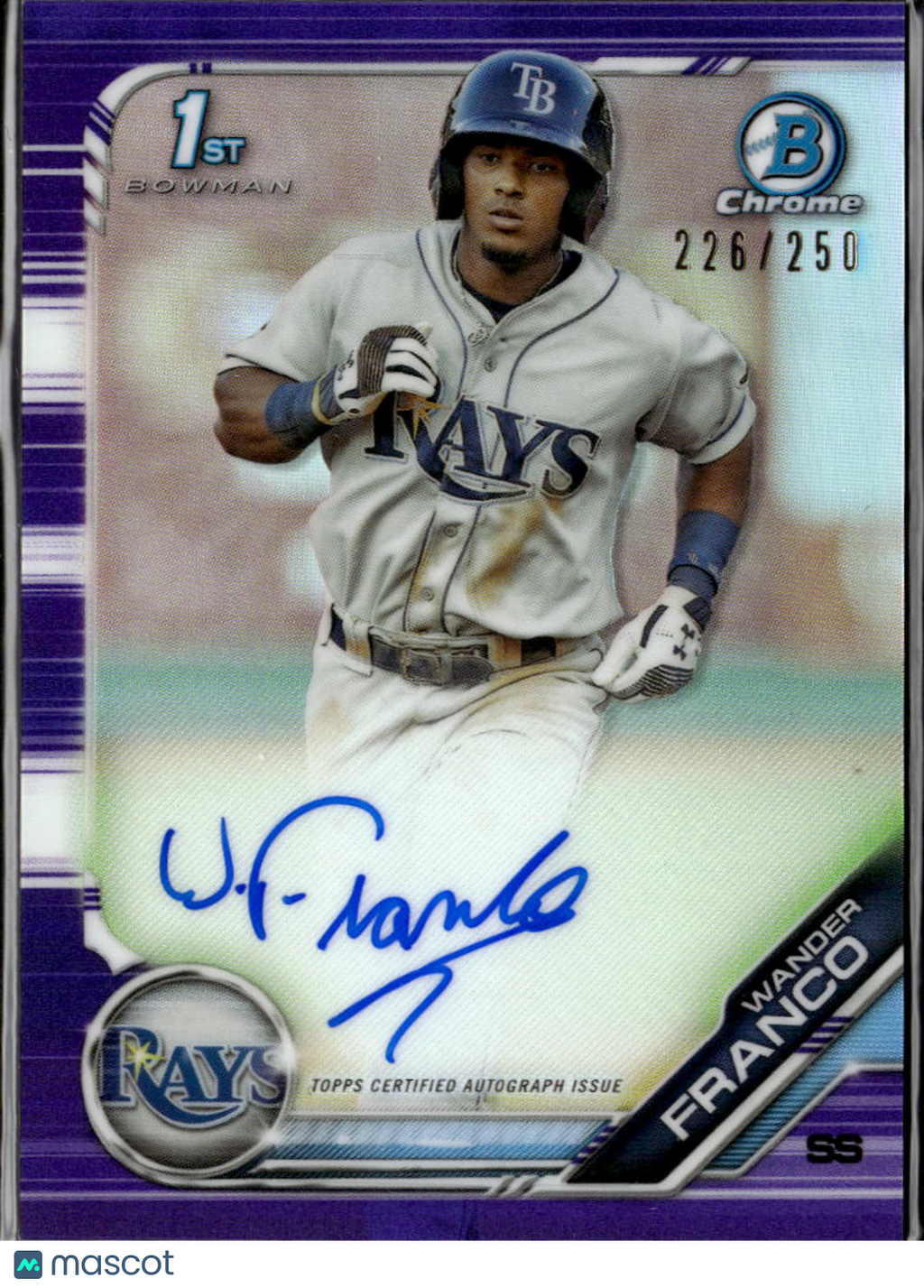 Wander Franco 2019 Bowman Chrome 1st Auto Autograph 226/250 Tampa Bay Rays