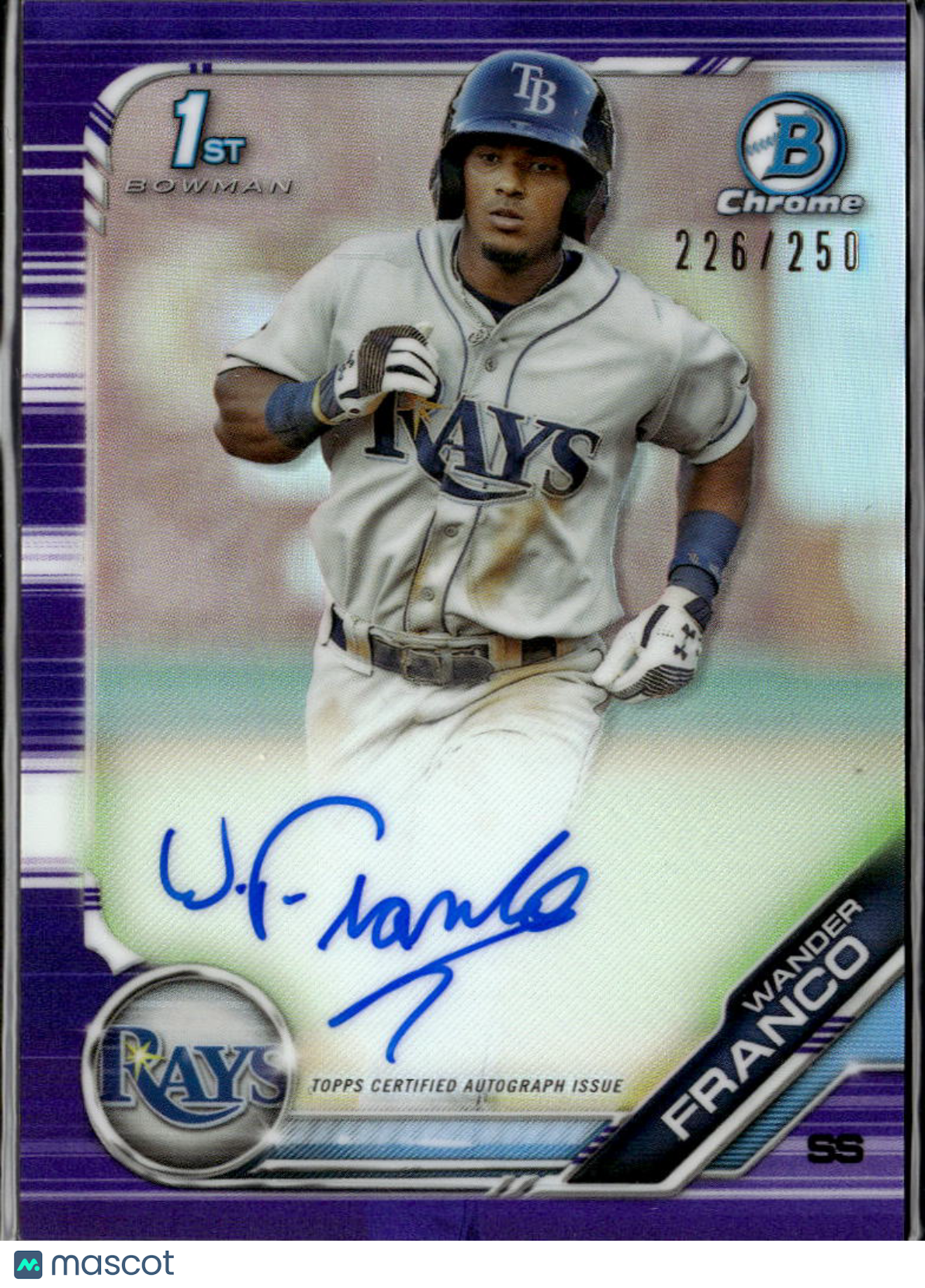 Wander Franco 2019 Bowman Chrome 1st Auto Autograph 226/250 Tampa Bay Rays