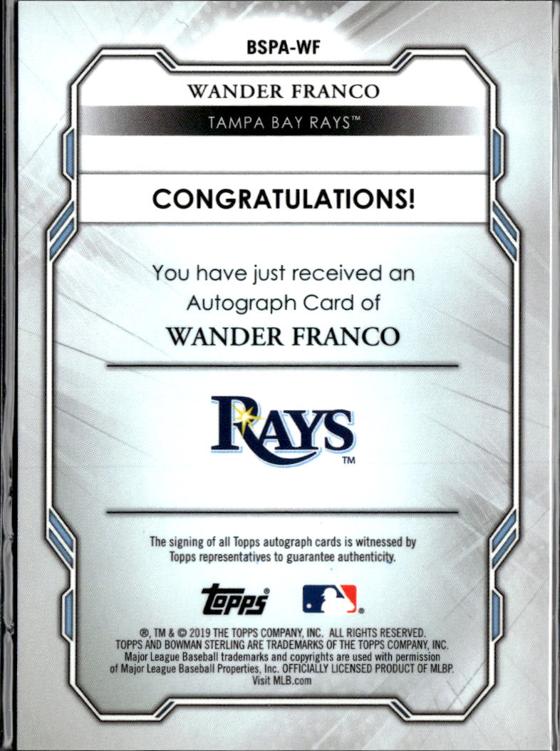 Wander Franco 2019 Bowman Sterling Auto Autograph Tampa Bay Rays