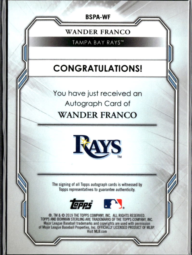 Wander Franco 2019 Bowman Sterling Auto Autograph Tampa Bay Rays