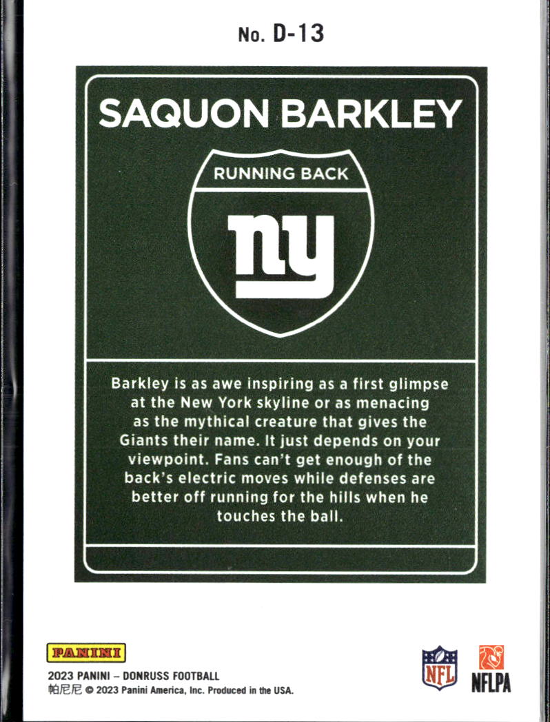 Saquon Barkley 2023 Donruss DOWNTOWN CASE HIT SSP New York Giants