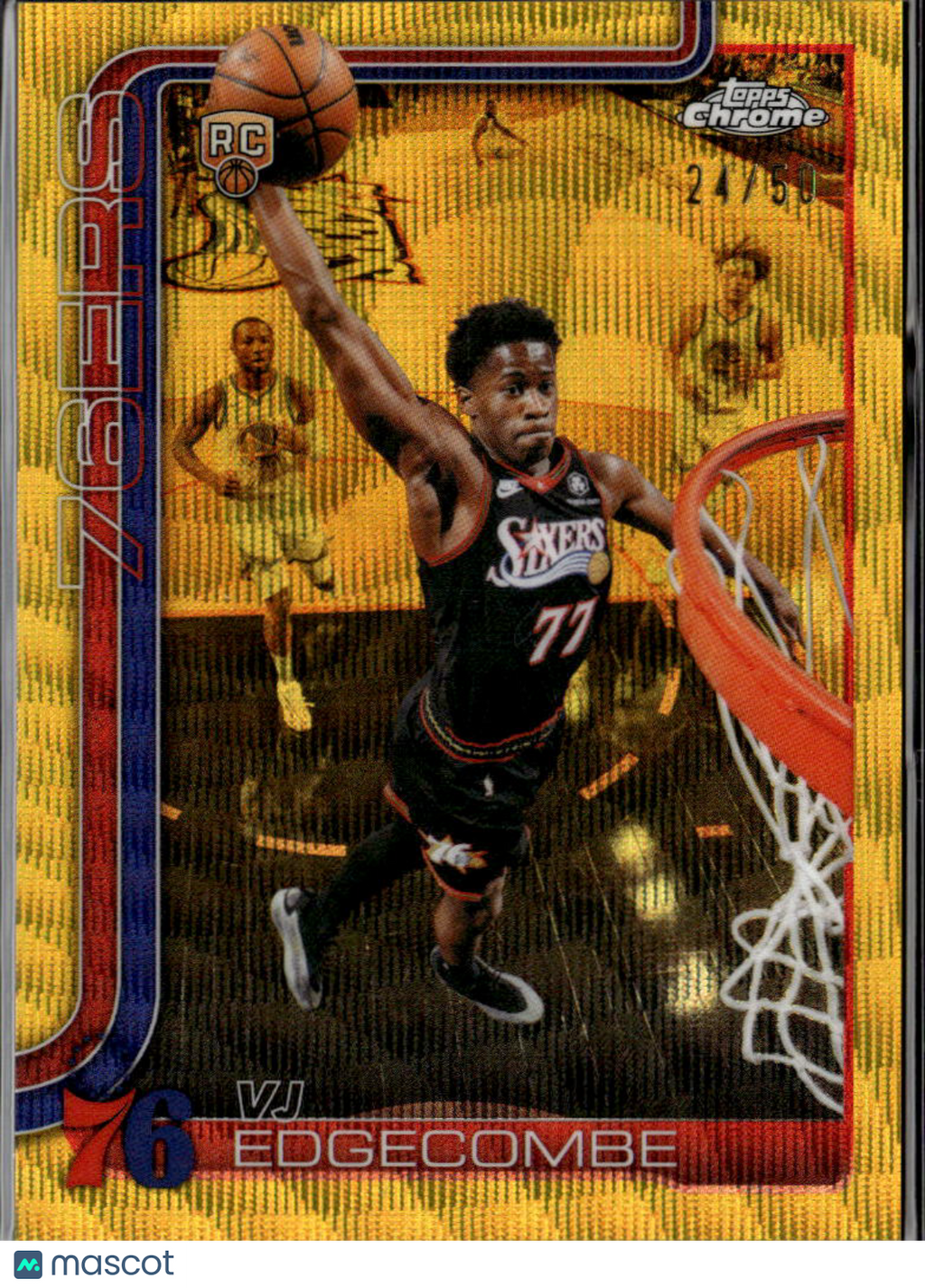 VJ Edgecombe 2026 Topps Chrome GOLD Wave Refractor RC 24/50 Philadelphia 76ers