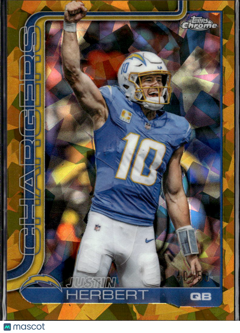 Justin Herbert 2025 Topps Chrome Sapphire Image Variation GOLD 40/50 LA Chargers
