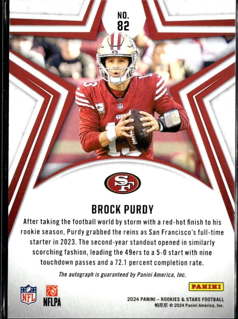 Brock Purdy 2024 Rookies & Stars Auto Autograph 9/25 San Francisco 49ers