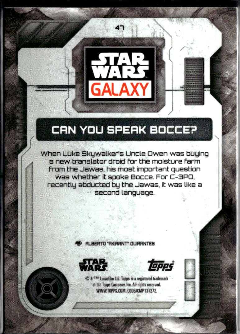 Can You Speak Bocce Topps Star Wars Galaxy Mini Diamond Refractor #47