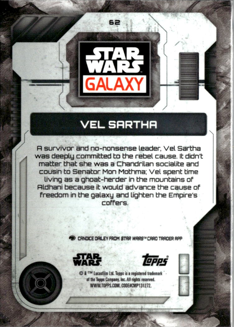 Vel Sartha 2026 Topps Star Wars Galaxy Chrome Mini Diamond Refractor #62