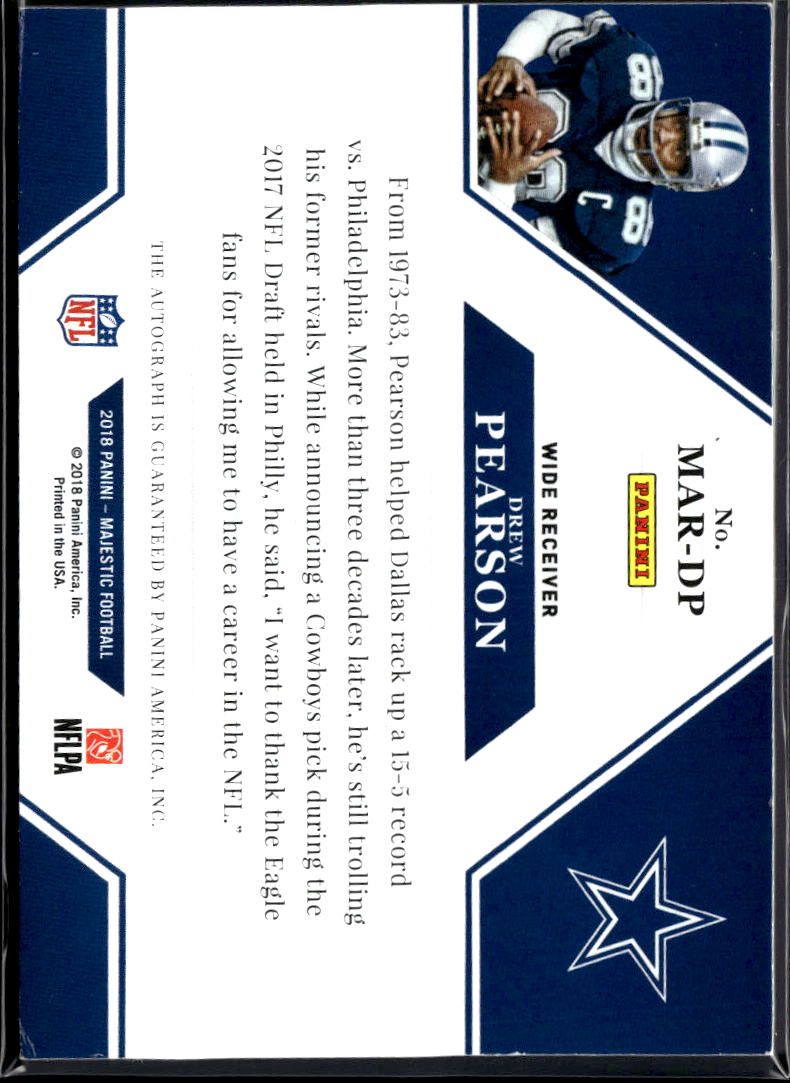 Drew Pearson 2018 Majestic Gold Ink Auto Autograph 9/49 Dallas Cowboys