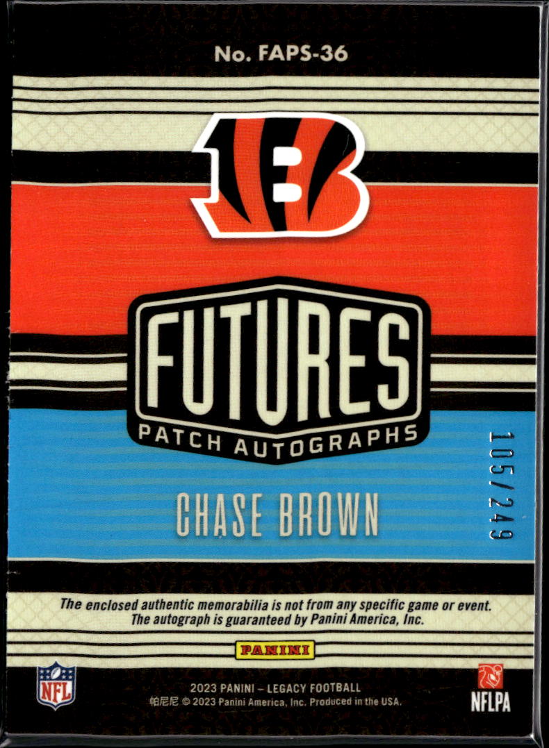 Chase Brown 2023 Legacy Auto Autograph Patch RC 105/249 Cincinnati Bengals