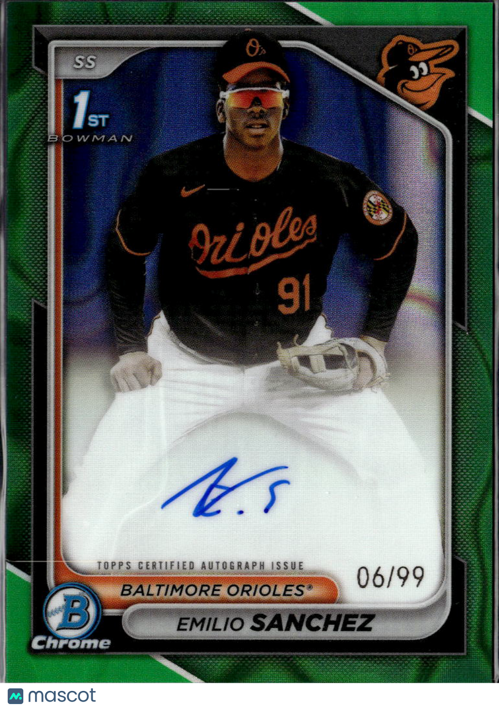 Emilio Sanchez 2024 Bowman Chrome 1st Auto Autograph 6/99 Baltimore Orioles