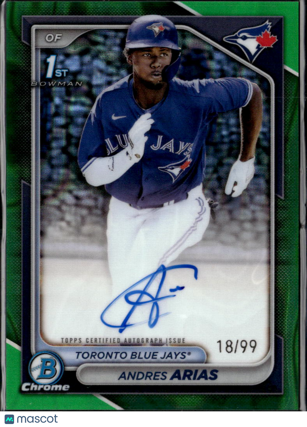 Andres Arias 2024 Bowman Chrome 1st Auto Autograph /99 Toronto Blue Jays