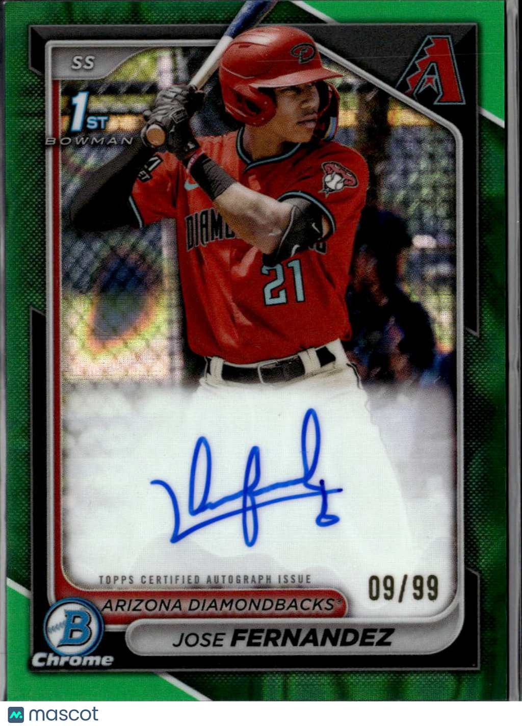 Jose Fernandez 2024 Bowman Chrome 1st Auto Autograph 9/99 Arizona Diamondbacks