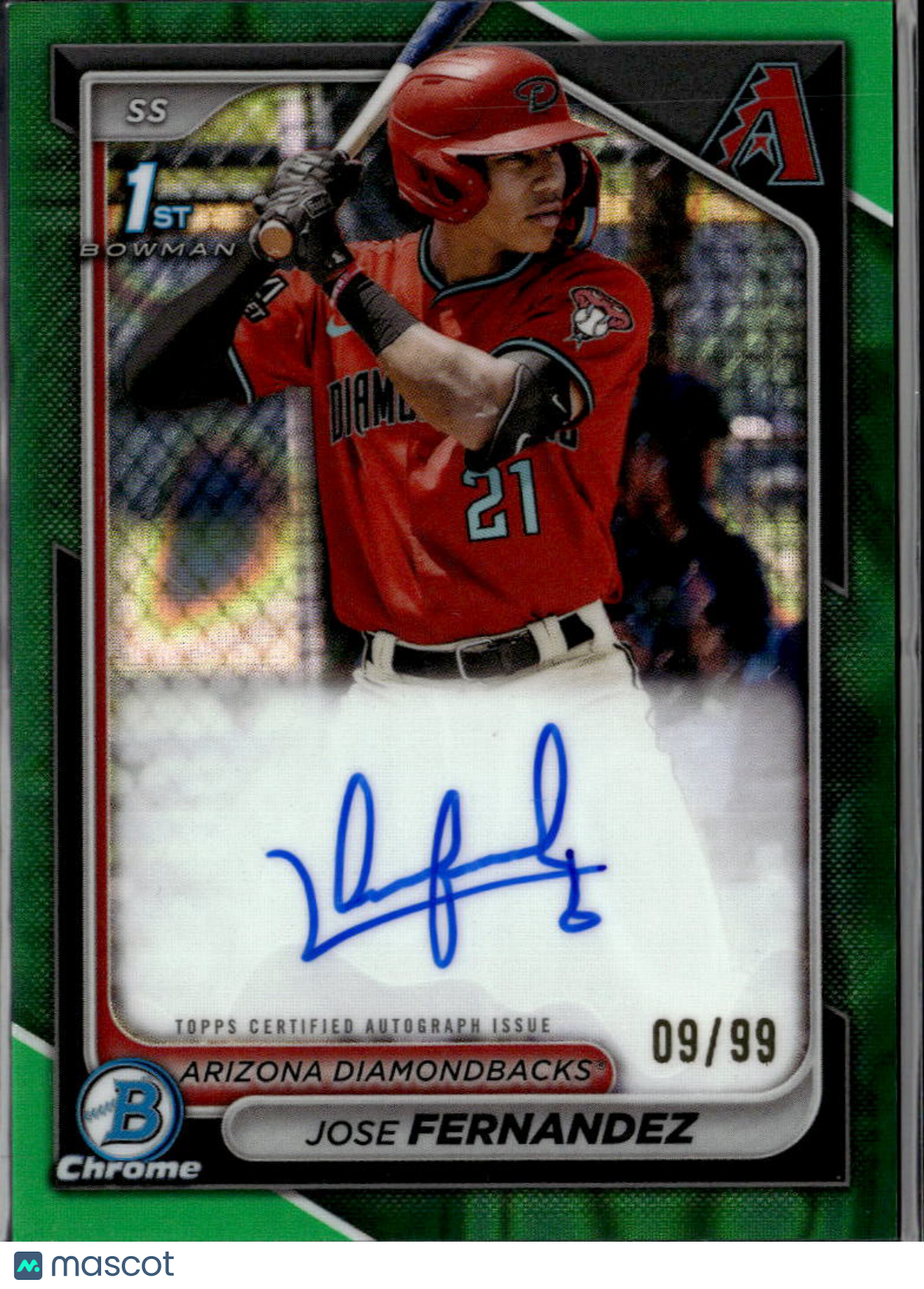 Jose Fernandez 2024 Bowman Chrome 1st Auto Autograph 9/99 Arizona Diamondbacks