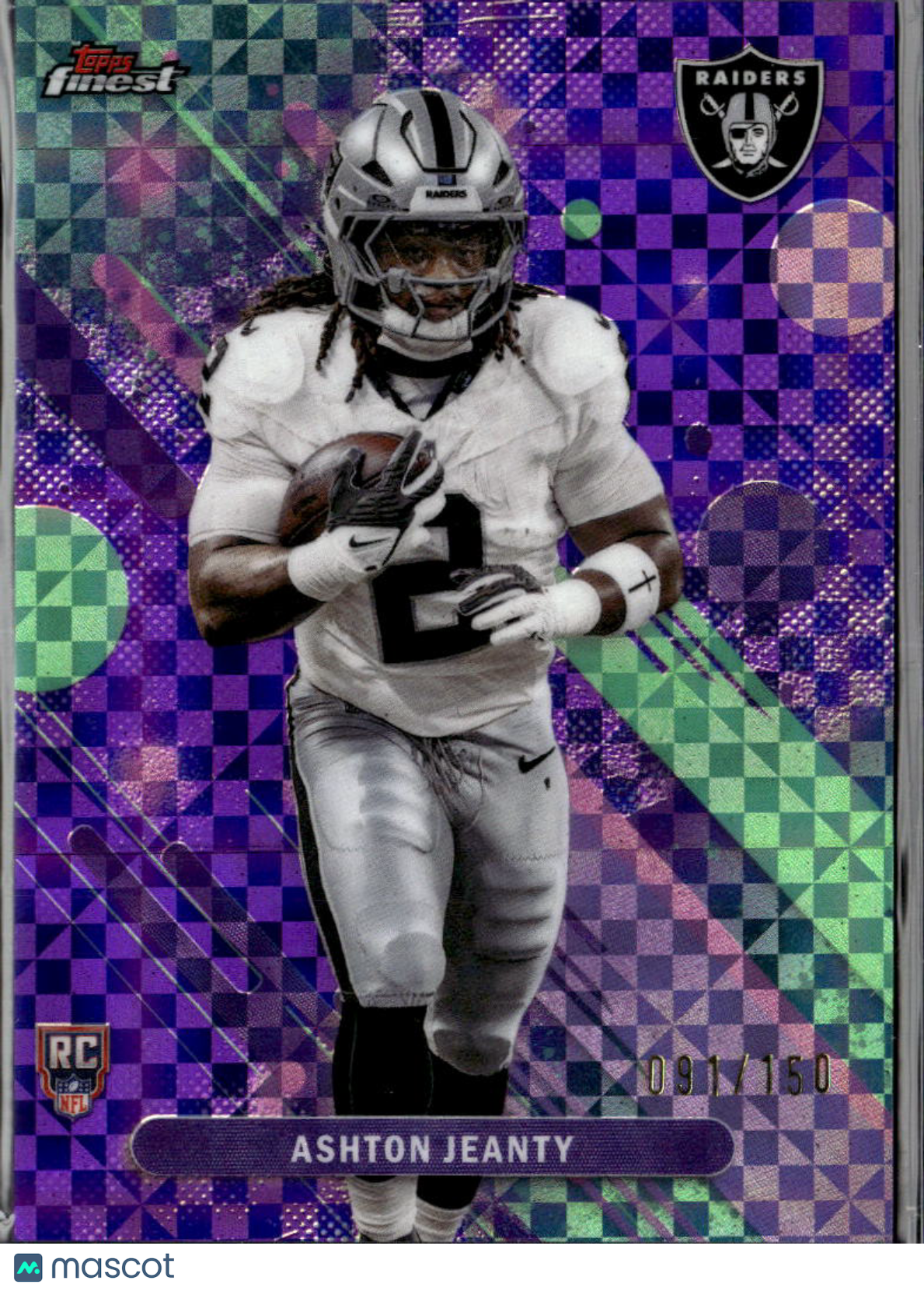 Ashton Jeanty 2025 Topps Finest Purple Xfractor Rookie RC /150 Las Vegas Raiders