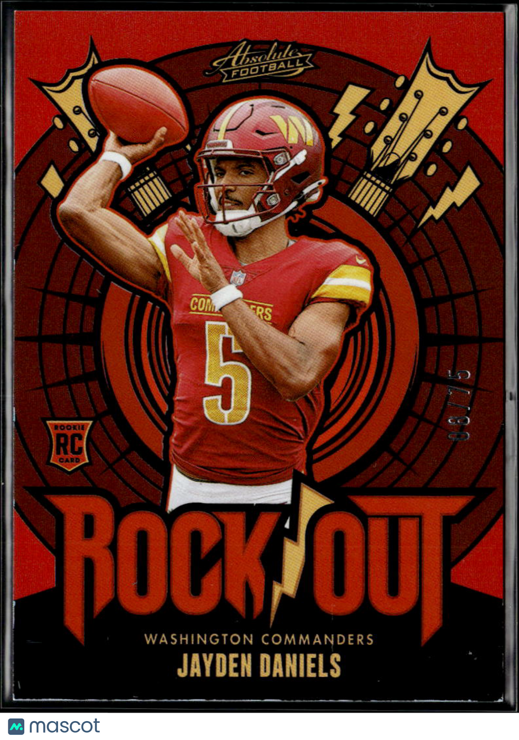 Jayden Daniels 2024 Absolute Rock Out Orange RC 8/75 Washington Commanders