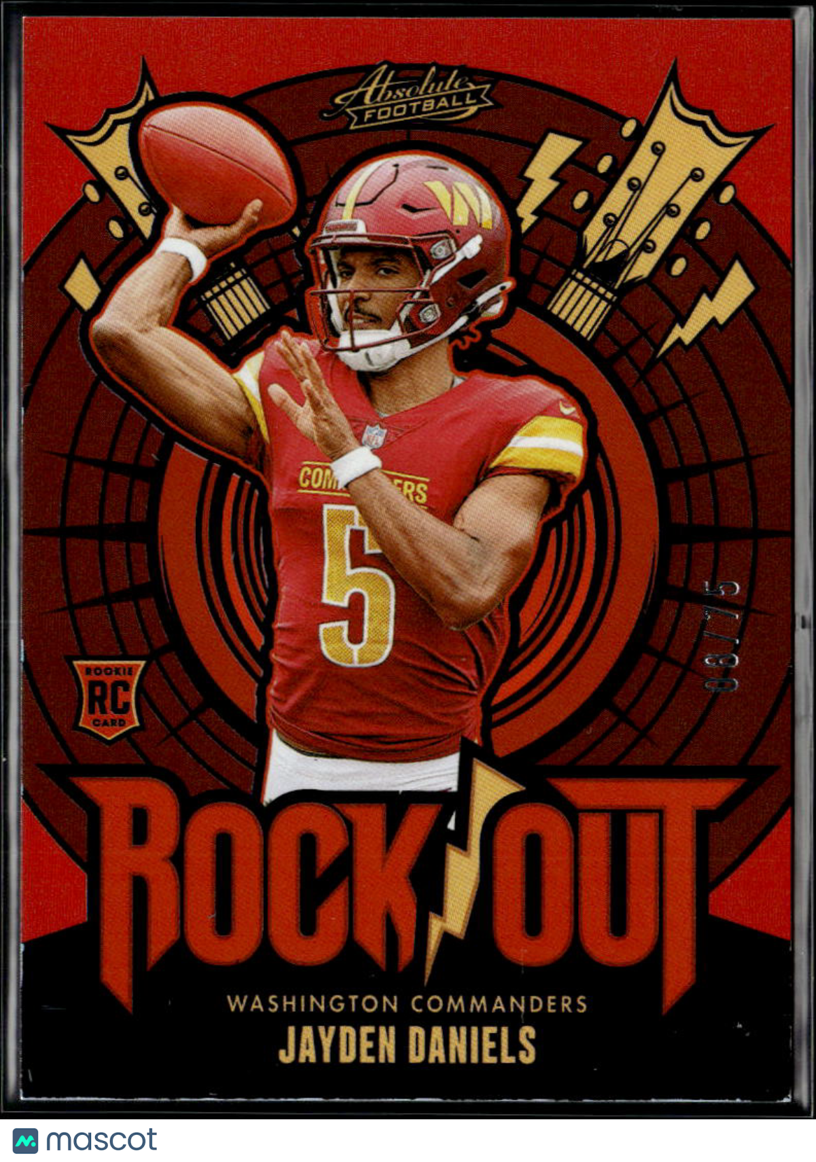 Jayden Daniels 2024 Absolute Rock Out Orange RC 8/75 Washington Commanders