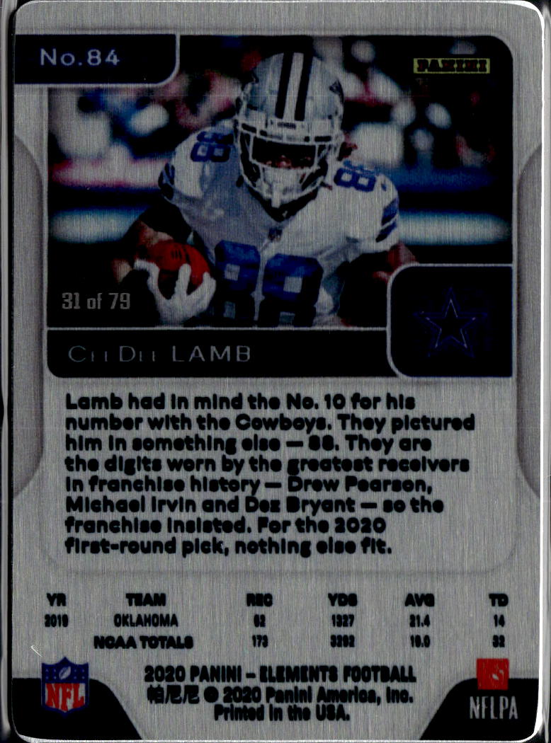 CeeDee Lamb 2020 Elements Gold Rookie RC 31/79 Dallas Cowboys