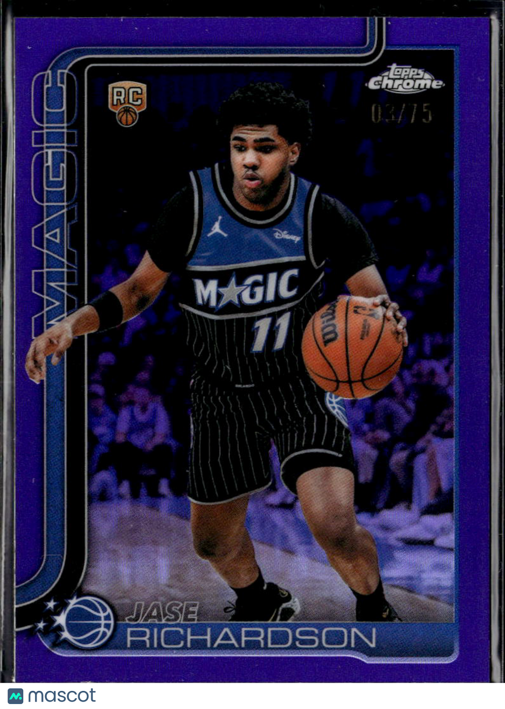 Jase Richardson 2026 Topps Chrome Purple Refractor RC 3/75 Orlando Magic