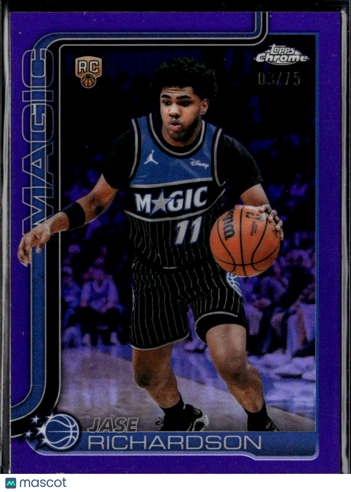 Jase Richardson 2026 Topps Chrome Purple Refractor RC 3/75 Orlando Magic