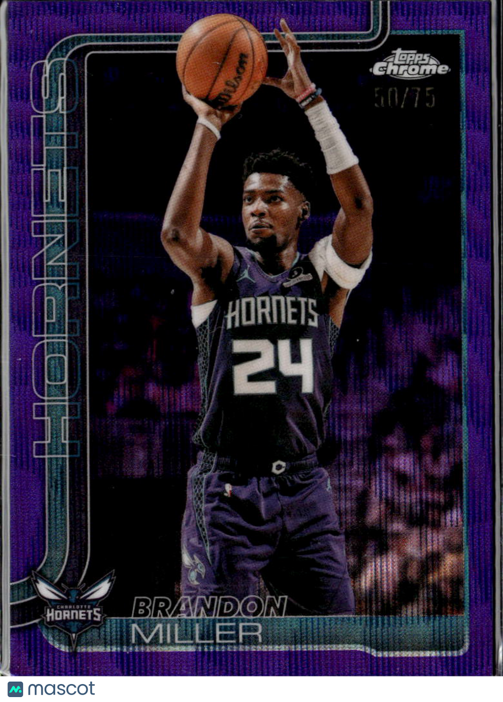 Brandon Miller 2026 Topps Chrome Purple Wave Refractor 50/75 Charlotte Hornets