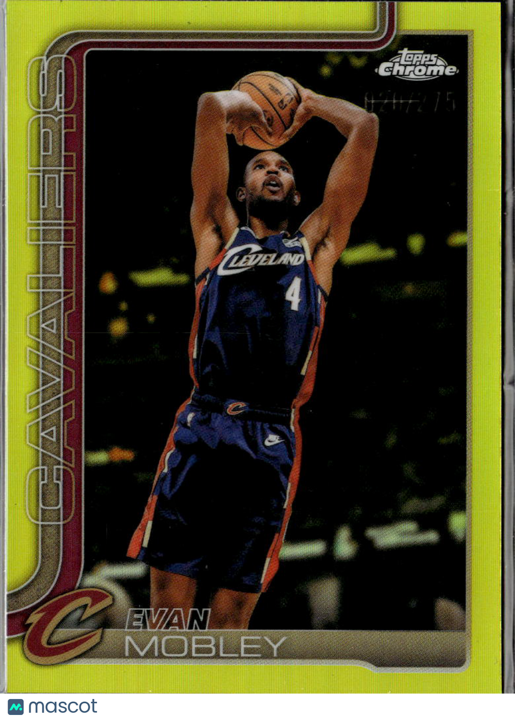 Evan Mobley 2026 Topps Chrome Yellow Refractor 20/275 Cleveland Cavaliers