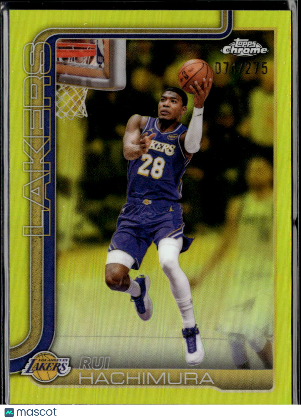 Rui Hachimura 2026 Topps Chrome Yellow Refractor /275 Los Angeles Lakers