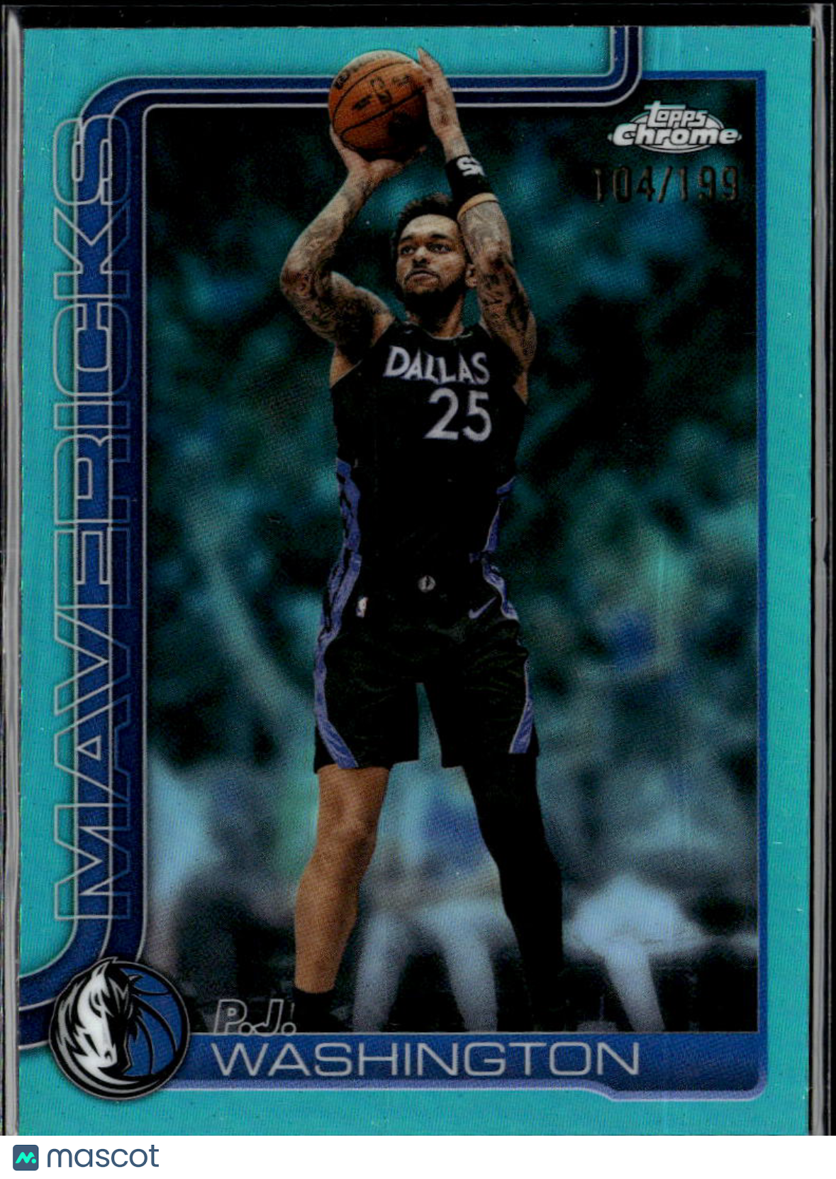 P.J. Washington 2026 Topps Chrome Aqua Refractor /199 Dallas Mavericks