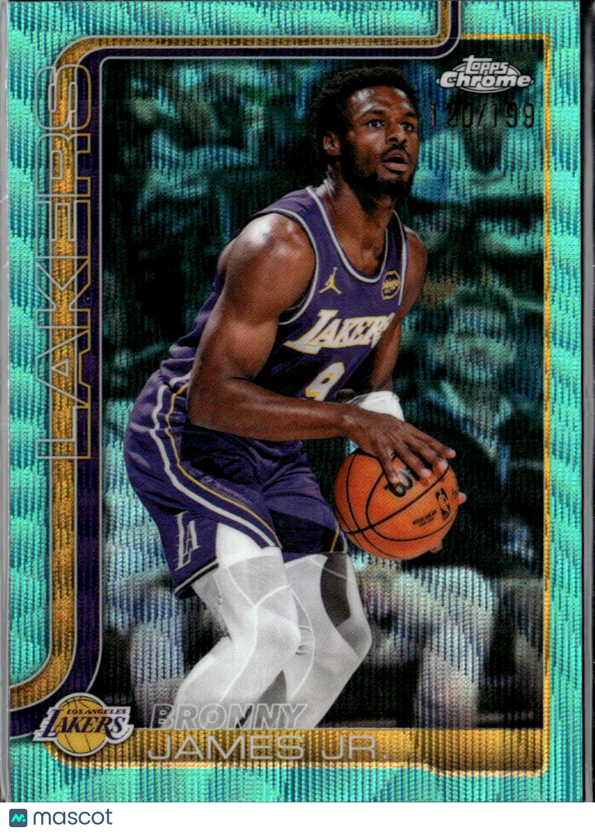 Bronny James Jr. 2026 Topps Chrome Aqua Wave Refractor /199 Los Angeles Lakers