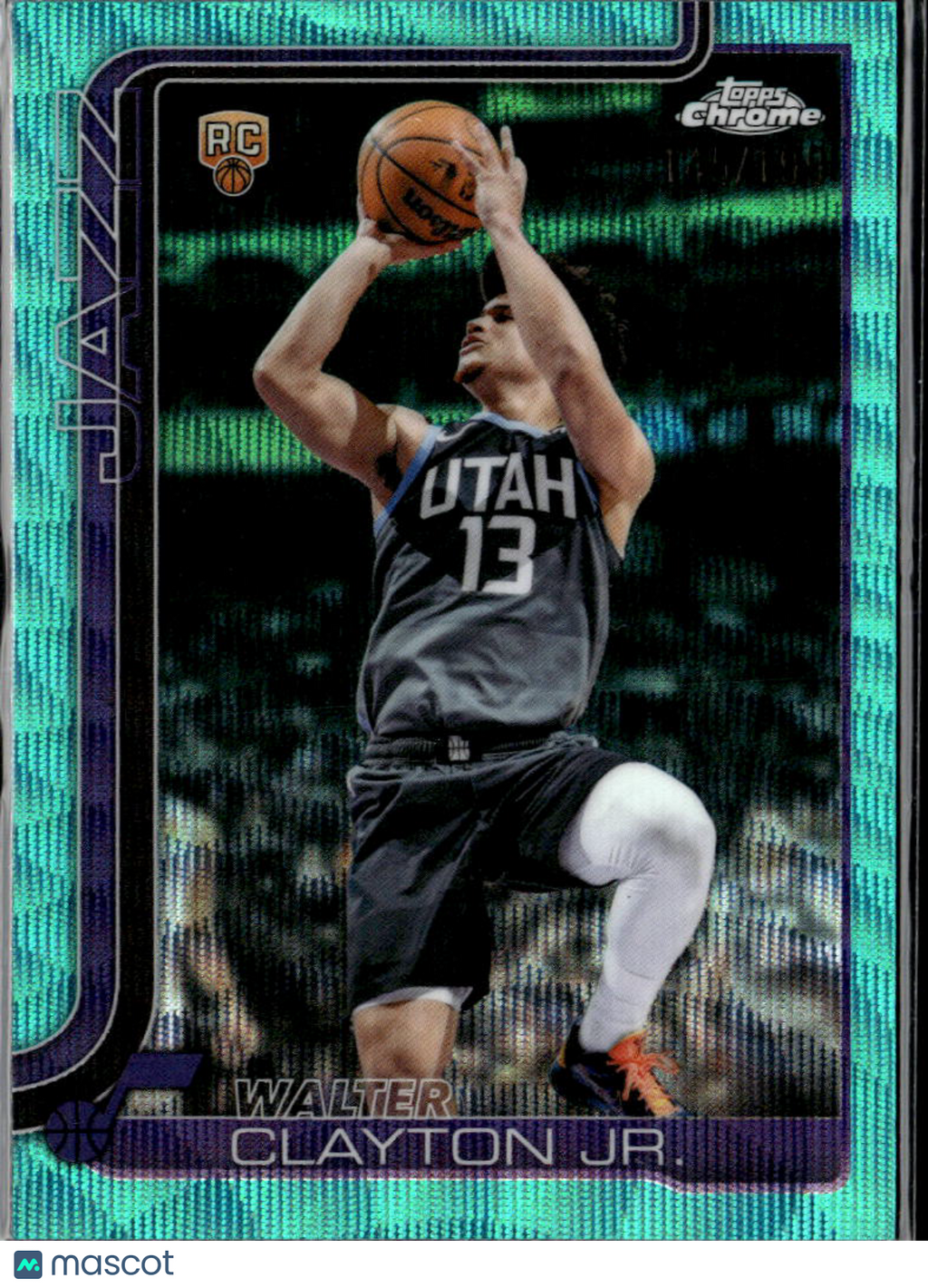 Walter Clayton Jr. 2026 Topps Chrome Aqua Wave RC 145/199 Utah Jazz